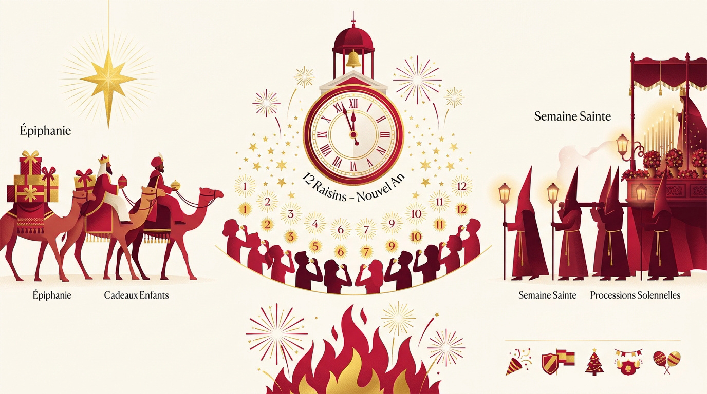 Procession traditionnelle lors d'une fête religieuse en Espagne
